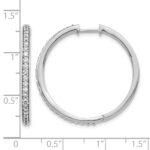 14k White Gold Diamond Hinged Hoop Earrings - Image 2