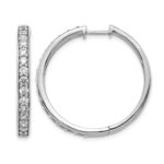 14k White Gold Diamond Hinged Hoop Earrings