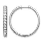 14k White Gold Diamond Hinged Hoop Earrings