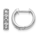 10k White Gold Diamond Milgrain Hinged Hoop Earrings