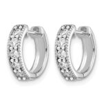 14k White Gold Diamond Milgrain Hinged Hoop Earrings - Image 2