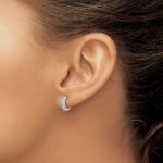 14k White Gold Diamond Milgrain Hinged Hoop Earrings - Image 3