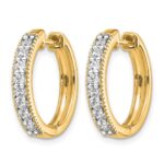 14k Yellow Gold Diamond Milgrain Hinged Hoop Earrings - Image 2