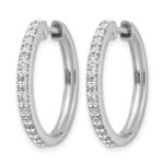 14k White Gold Diamond Milgrain Hinged Hoop Earrings - Image 2