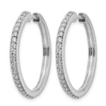 14k White Gold 1/2 carat Lab Grown Diamond VS/SI+ G+ Complete Miligrain Hinged Hoop Earrings - Image 2