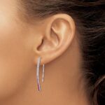 14k White Gold Ombre Pink Sapphire and Diamond Drop Wire Earrings - Image 3