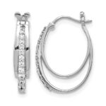 14k White Gold Diamond Hoop Earrings