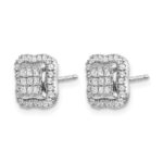 14k White Gold 1/2 carat Diamond Square Cluster Post Earrings - Image 2