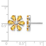 14k White Gold Diamond Citrine Flower Earrings - Image 4