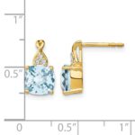 10k Checkerboard Aquamarine and Diamond Earrings - Image 4