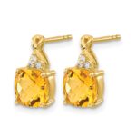 10k Checkerboard Citrine and Diamond Earrings - Image 2