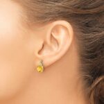 14k 7mm Cushion Checkerboard November/Citrine and Diamond Post Earrings - Image 3