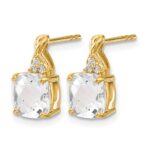 10k Checkerboard White Topaz and Diamond Earrings - Image 2