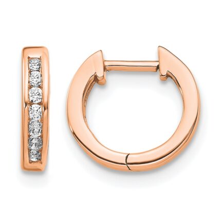 14k Rose Gold 1/8 carat Lab Grown Diamond VS/SI+ G+ Complete Hinged Hoop Earrings