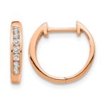 10k Rose Gold Polished Diamond Hinged Hoop Earrings