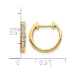 14k Gold Polished Diamond Hinged Hoop Earrings - Image 4