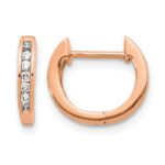14k Rose Gold Polished Diamond Hinged Hoop Earrings