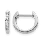 14k White Gold Polished Diamond Hinged Hoop Earrings