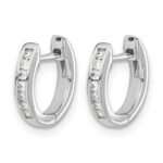 14k White Gold Polished Diamond Hinged Hoop Earrings - Image 2