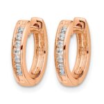 14k Rose Gold Diamond Hinged Hoop Earrings - Image 2