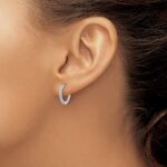 10k White Gold Diamond Hoop Earrings - Image 3