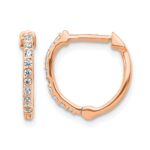 14k Rose Gold Diamond Hinged Hoop Earrings