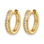10k Round/Baguette Diamond Hinged Hoop Earrings - Image 2