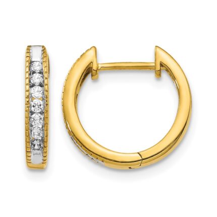 14k Diamond Hinged Hoop Earrings
