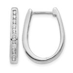 14k White Gold Diamond Oval Hinged Hoop Earrings