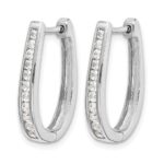 14k White Gold Diamond Oval Hinged Hoop Earrings - Image 2