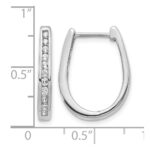 14k White Gold Diamond Oval Hinged Hoop Earrings - Image 4