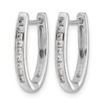 14k White Gold Diamond Oval Hinged Hoop Earrings - Image 2