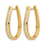 14k Diamond Oval Hinged Hoop Earrings - Image 2