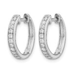 10k White Gold Diamond Hinged Hoop Earrings - Image 2