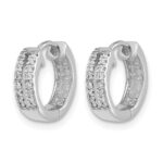 10k White Gold Diamond Hinged Round Hoop Earrings - Image 2