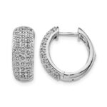 14k White Gold Diamond Hinged Hoop Earrings