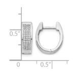 14k White Gold Diamond Small Hinged Oval Hoop Earrings - Image 2