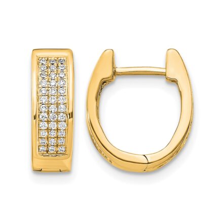 14k Diamond Small Hinged Oval Hoop Earrings