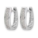 14k White Gold Diamond Medium Hinged Oval Hoop Earrings - Image 2