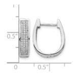 14k White Gold Diamond Medium Hinged Oval Hoop Earrings - Image 4