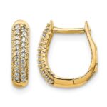 10k Polished Diamond Hinged Hoop Earrings