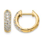 14k Yellow Gold Diamond Hinged Hoop Earrings