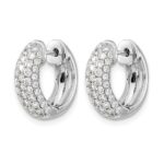 14k White Gold Diamond Hinged Hoop Earrings - Image 2