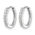 10k White Gold Diamond Hinged Hoop Earrings - Image 2