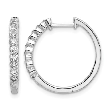 14k White Gold 1/4 carat Lab Grown Diamond VS/SI+ G+ Complete Hinged Hoop Earrings