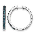 14k White Gold Blue Diamond 2.2mm Hinged Hoops