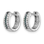 14k White Gold Blue and White Diamond Hinged Hoop Earrings - Image 2