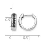10k White Gold Black and White Diamond Hinged Hoop Earrings - Image 4