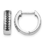 14k White Gold Black and White Diamond Hinged Hoop Earrings