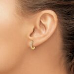 14k Gold Polished Diamond Hinged Hoop Earrings - Image 3